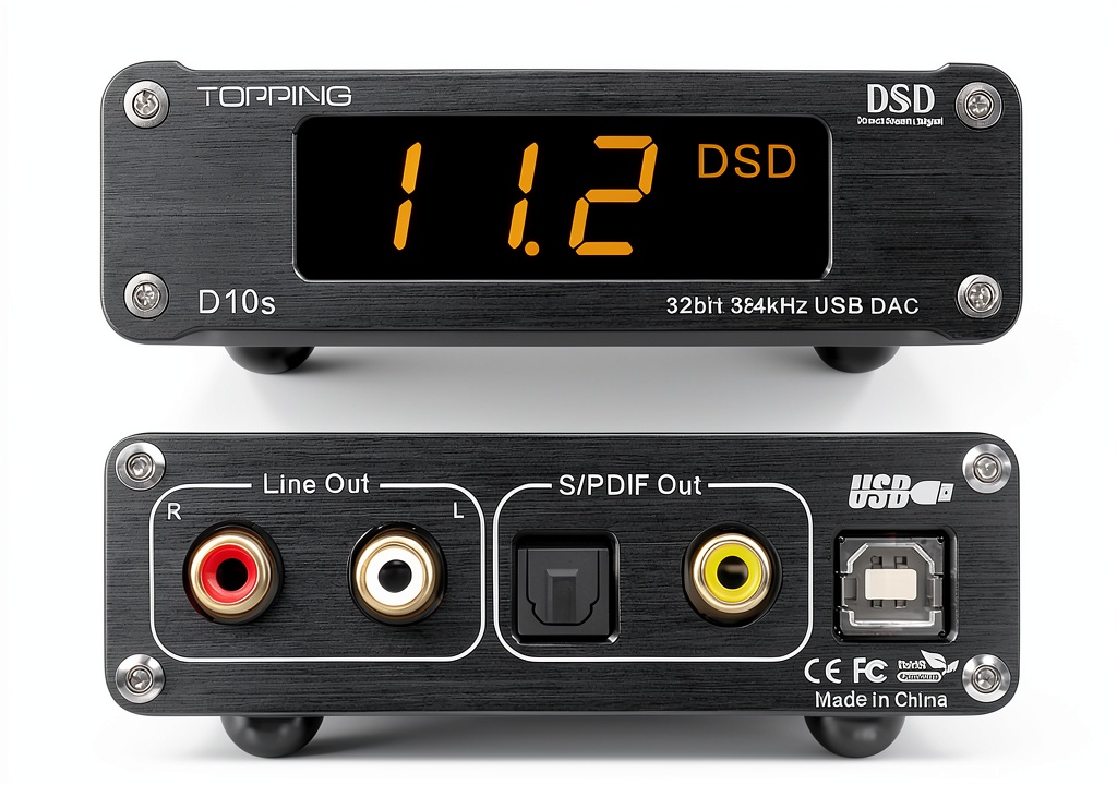 Installing KGUSS TOPPING D10s USB DAC Black-01 on a wooden desk