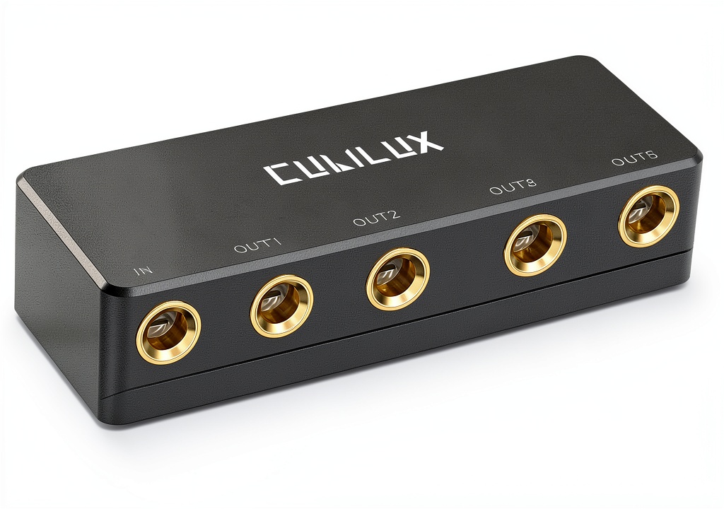 Installing Audio Splitter Cubilux Metal 5 Way TS and TRS on a wooden desk