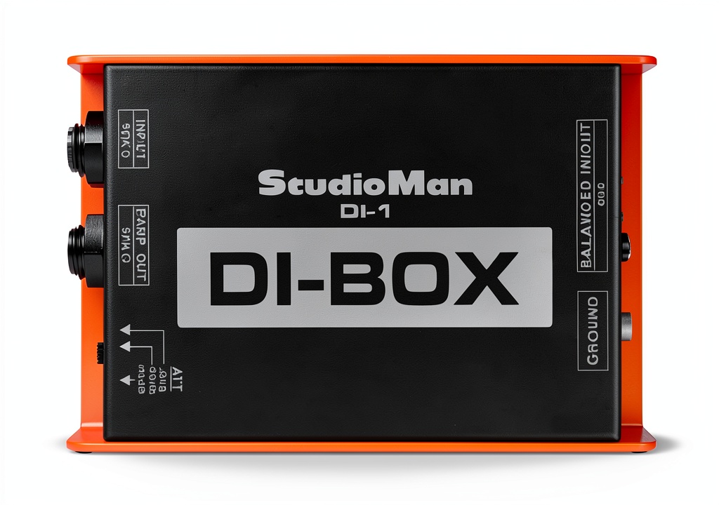 StudioMan DI-1 connected to a guitar and mixer on stage