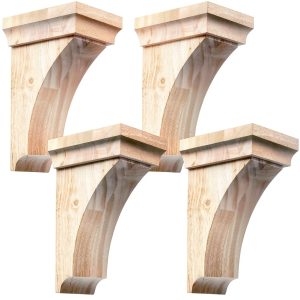 Traditional Wood Corbels Vercraft 4‑Pack Solid Unfinished Shelf-0