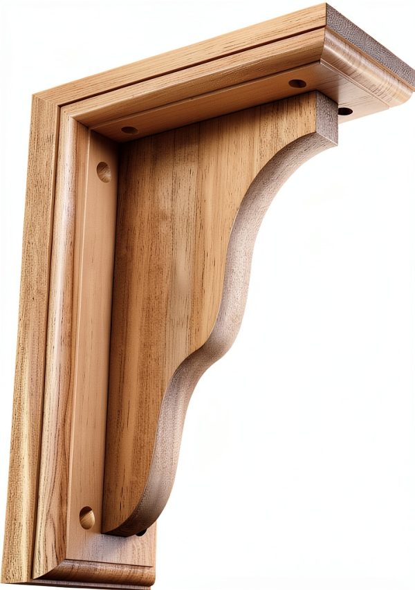 Ekena Millwork BKT03X07X09HARW Hamilton Traditional Wood Brackets, 3 1/2"W x 7"D x 9"H , Rubberwood-0