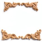Wood Carved Corner Onlay Susuntas 4pcs Beige Oak Decorative Corbel Set-0